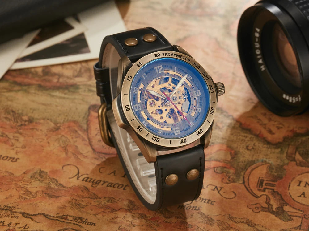 Relojes mecánicos automáticos para hombre, reloj de pulsera con esqueleto de Tourbillon, luminoso, de lujo