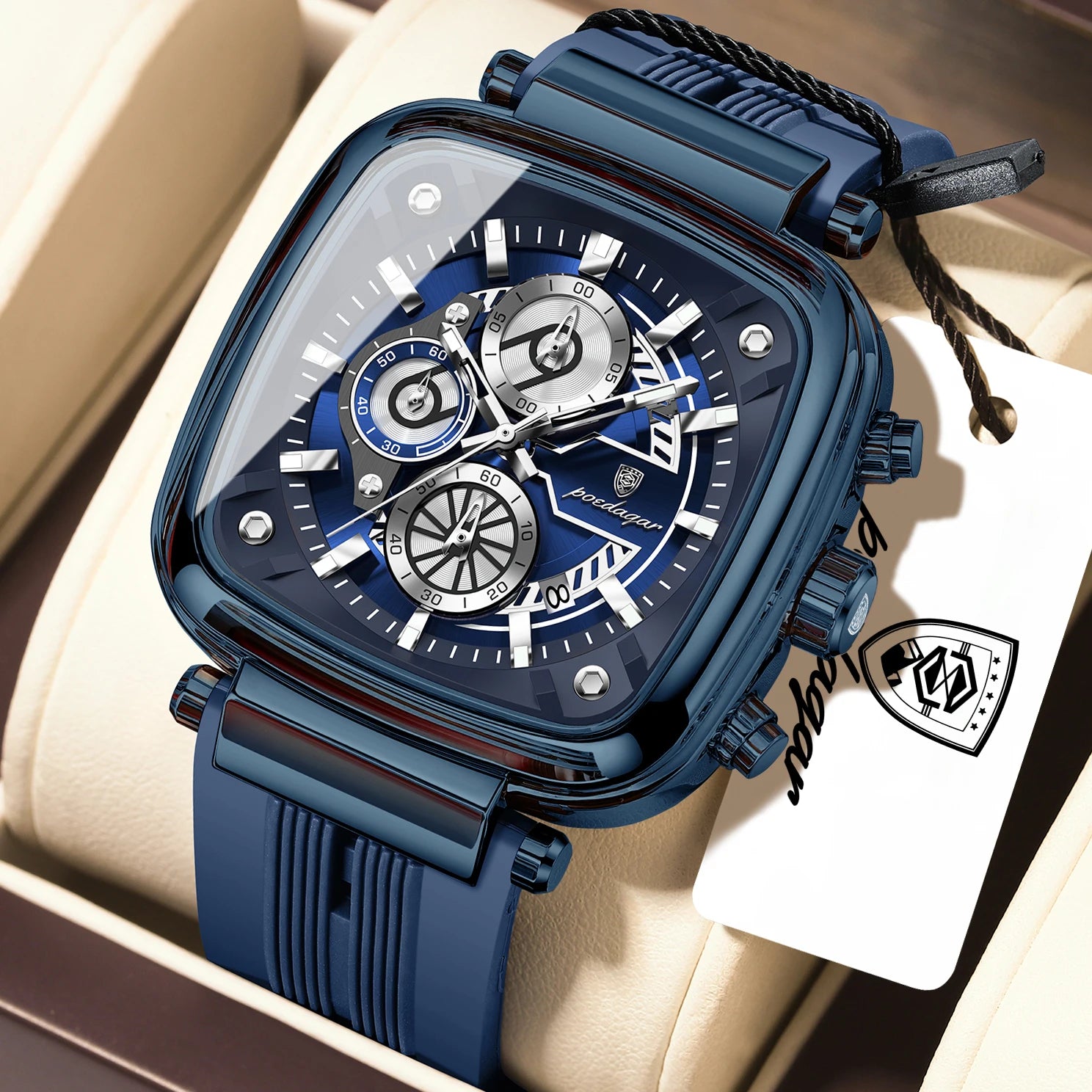 POEDAGAR Luxury Watch For Men Calendar Luminous Waterproof Man Clock Male Chronograph Silicone Sports Men's Quartz Watches Reloj
