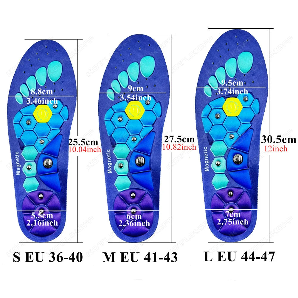 Suelas de zapatos de masaje magnético para terapia ortopédica de soporte de arco, plantilla de masaje de acupresión para pies, plantilla de relajación, suelas cómodas