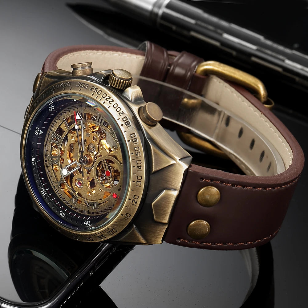 Relojes mecánicos automáticos para hombre, reloj de pulsera con esqueleto de Tourbillon, luminoso, de lujo