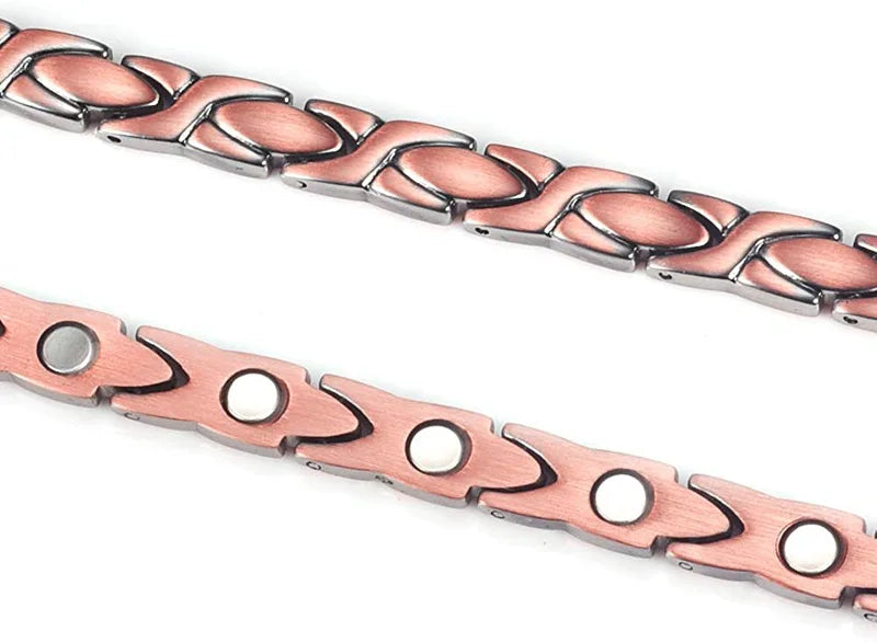 Tobilleras de terapia magnética para mujer, 99.9% de cobre sólido puro, imanes de Gauss, alivio del dolor en el tobillo para artritis, tamaño ajustable