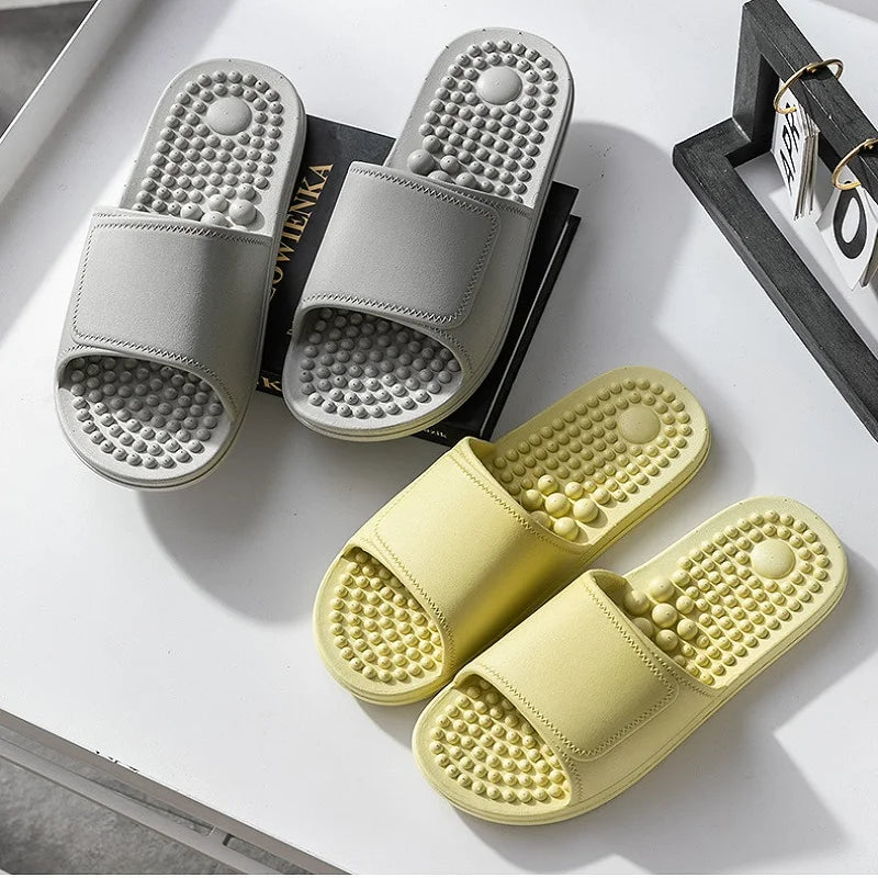 Masajeador de pies, pantuflas para aliviar la tensión, suaves, antideslizantes, zapatos de masaje de acupuntura, herramientas de reflexología para pies, para interiores.