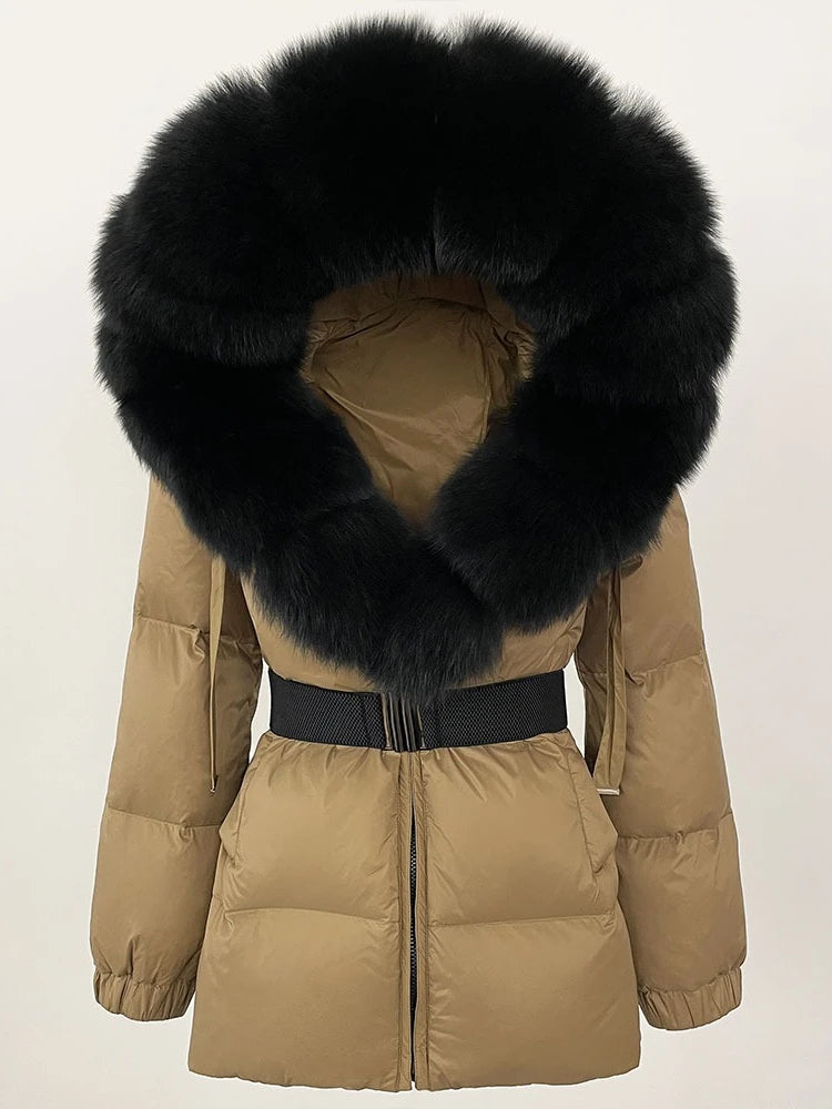 OFTBUY 2025 new women's winter clothing, white duck down coat, natural fox fur hooded jacket, fashionable warm padded jacket for women