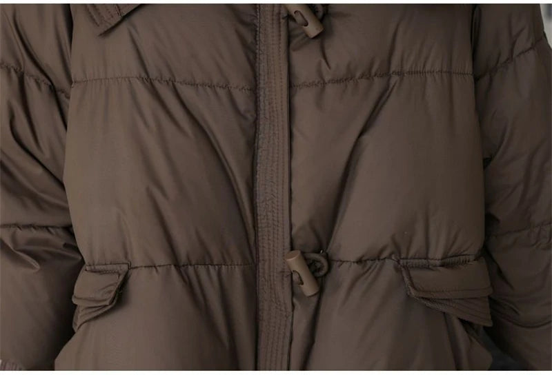 Parka de invierno para mujer, abrigo informal versión coreana, prendas de vestir exteriores para mujer, temperamento grueso, cuello de piel grande, Chaqueta de algodón para mujer 2025