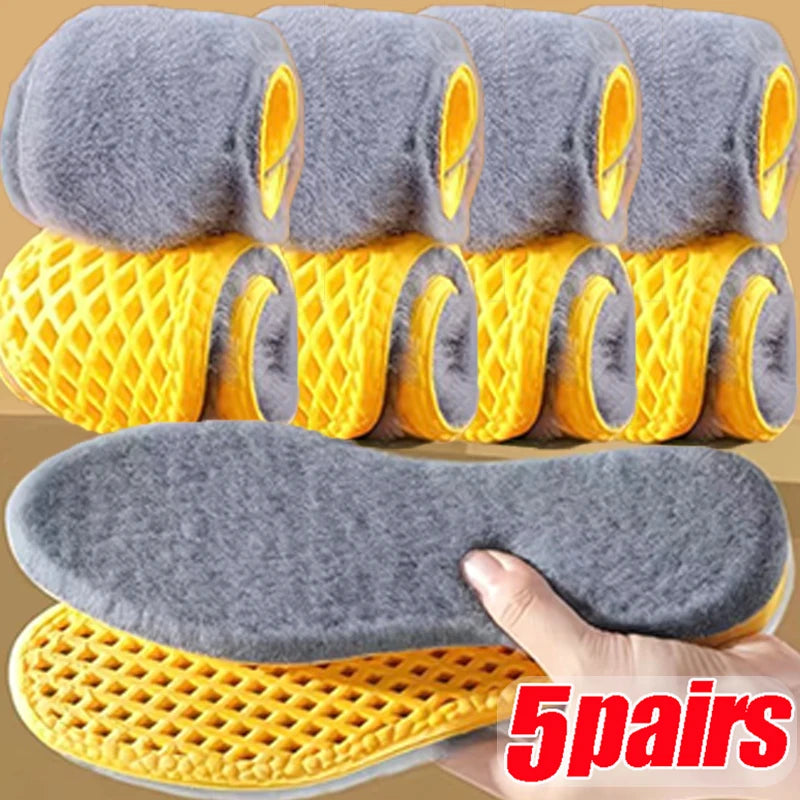 Nuevas plantillas cálidas de felpa para hombres y mujeres, gruesas con felpa, Ultra suaves, absorbentes del sudor, a prueba de olores, plantillas de invierno de algodón de cordero
