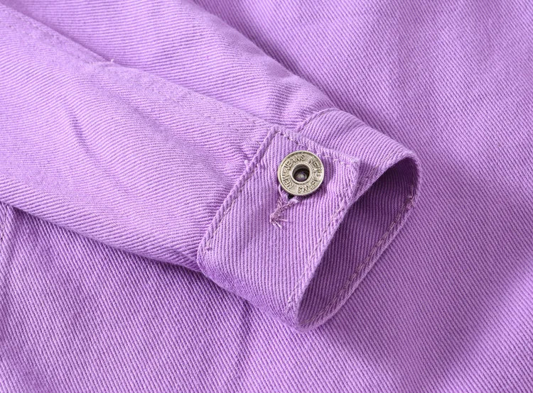 Nuevas Chaquetas Vaqueras Moradas de Moda para Hombre con Agujeros, Abrigos de Mezclilla Sólidos para Primavera y Otoño, Chaquetas Vaqueras Casuales de Algodón para Hombre, Tallas hasta 5XL