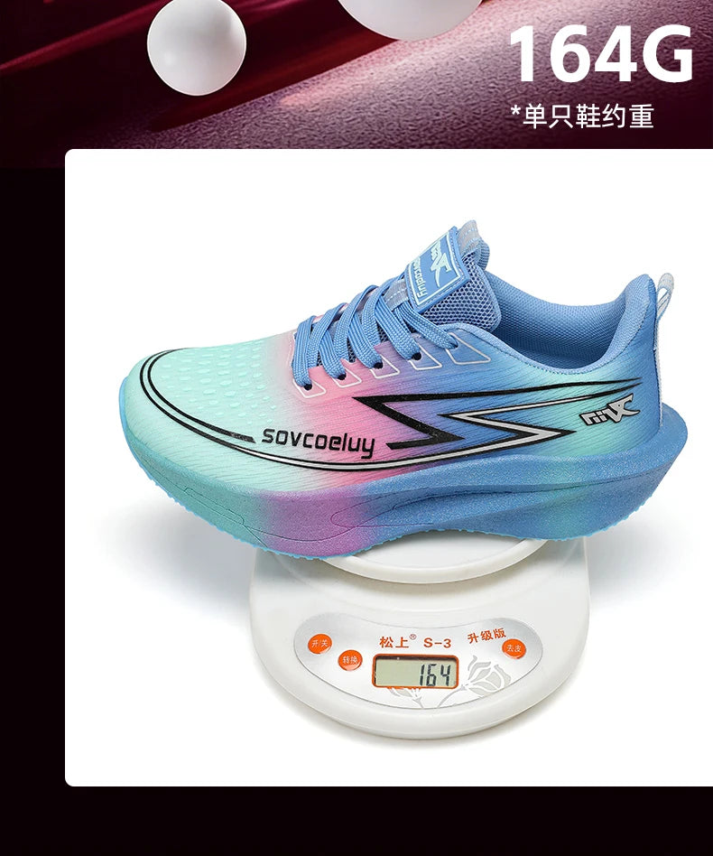 Zapatillas de Running con Placa de Carbono Degradado para Mujer, Estilo Pareja, Ligeras, Transpirables, con Amortiguación, Versátiles y Modernas