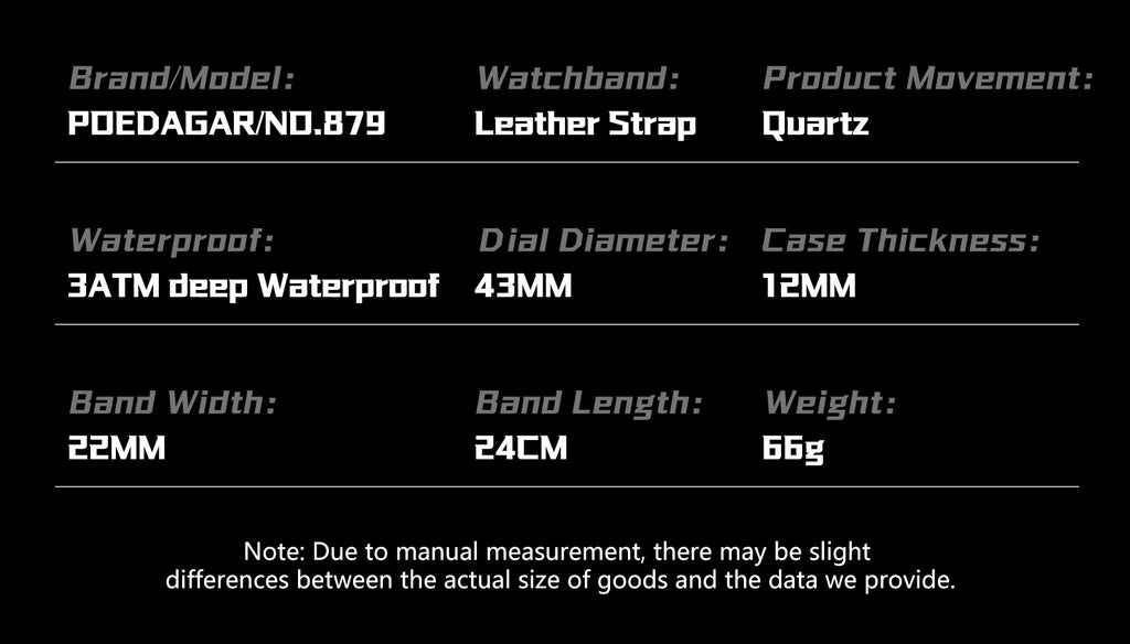 POEDAGAR Original Fashion Men Clock Luminous Waterproof Chronograph Date Man Wristwatch Leather Quartz Sport Men's Watches Reloj