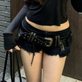Shorts Mini Americanos Estilo Y2K, Pantalones Vaqueros Cargo Vintage, Cintura Baja, Retro, para Mujer, Verano 2026