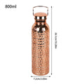 Botella de cobre de 800ml, botella de agua de cobre aislada a prueba de fugas, taza portátil a prueba de fugas para gimnasio, Camping, viajes, hidratación, trabajo