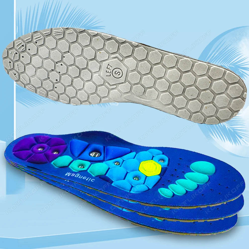 Suelas de zapatos de masaje magnético para terapia ortopédica de soporte de arco, plantilla de masaje de acupresión para pies, plantilla de relajación, suelas cómodas