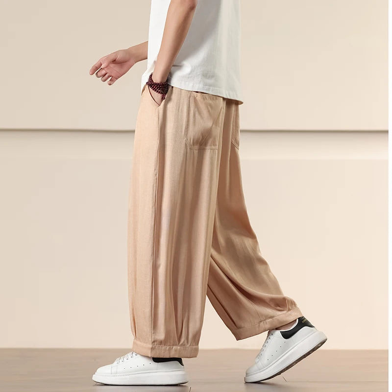 Pantalones Anchos Holgados de Hombre Estilo Chino para Primavera 2026, Pantalones Harem Casuales de Nueve Puntos para Hombre, Joggers Hip Hop de Otoño