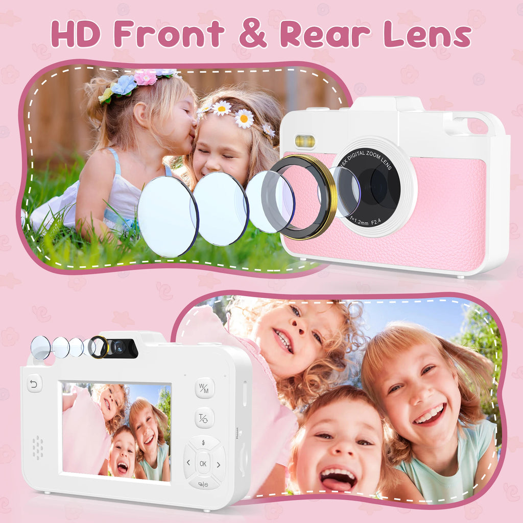 Cámara Digital para Niños 48MP – Doble Lente, Video 1080P, Zoom 16x, Juegos, Batería 600mAh