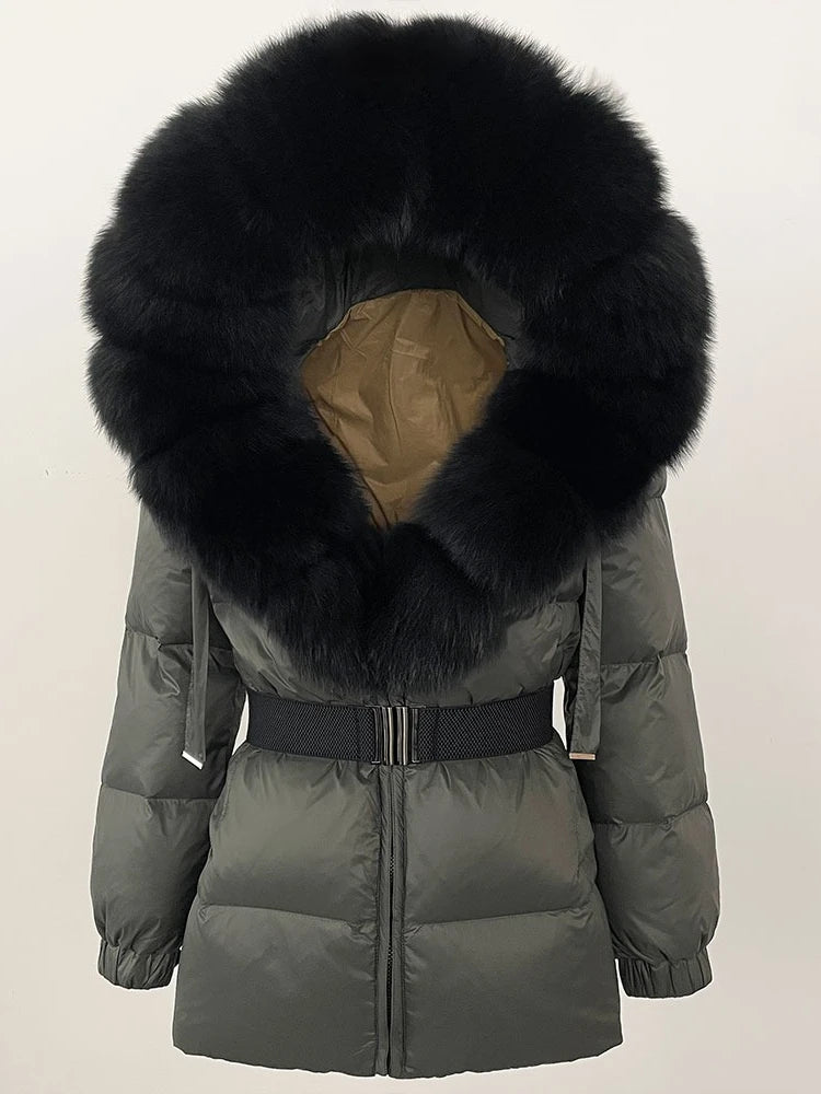 OFTBUY 2025 new women's winter clothing, white duck down coat, natural fox fur hooded jacket, fashionable warm padded jacket for women