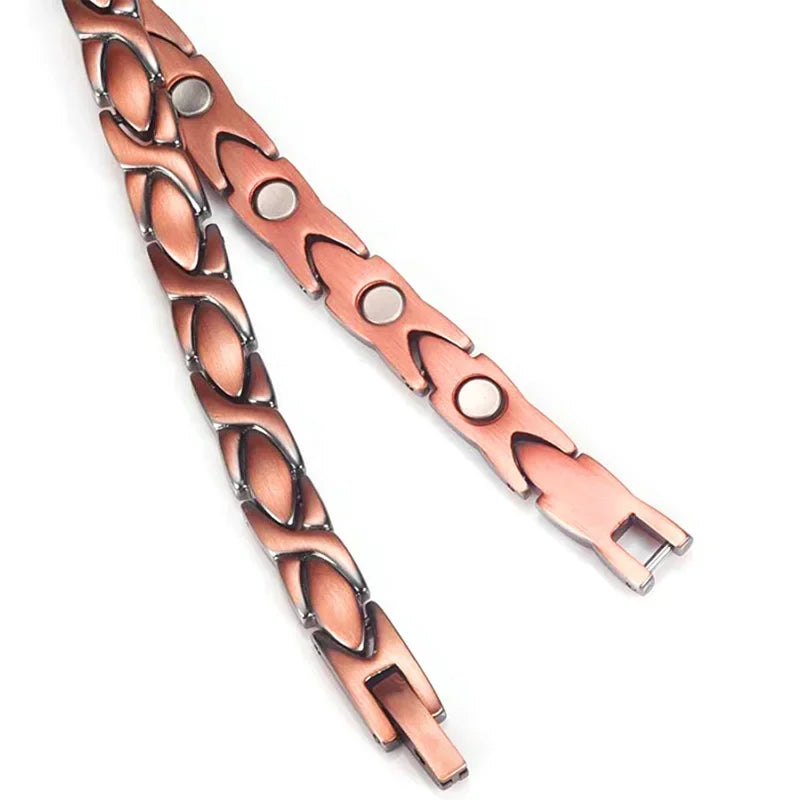 Tobilleras de terapia magnética para mujer, 99.9% de cobre sólido puro, imanes de Gauss, alivio del dolor en el tobillo para artritis, tamaño ajustable