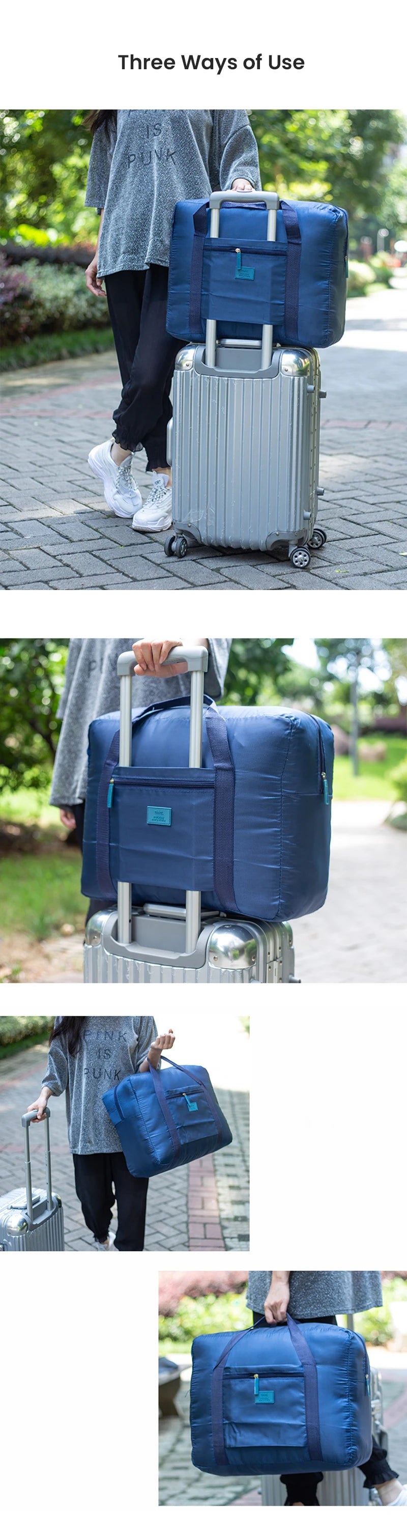 Bolsa de Viaje Ligera y Plegable, Bolsa de Mano Unisex, Equipaje de Mano para Fines de Semana, Estancias Cortas, Viajes, Bolsas Organizadoras de Maletas