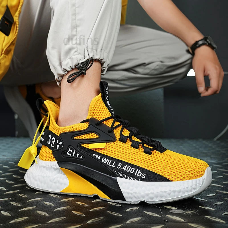 Zapatos nuevos para hombre, zapatillas ligeras informales a la moda para correr, ocio elástico, malla para exteriores, deportes de verano, tenis, hombre para caminar, talla 2025