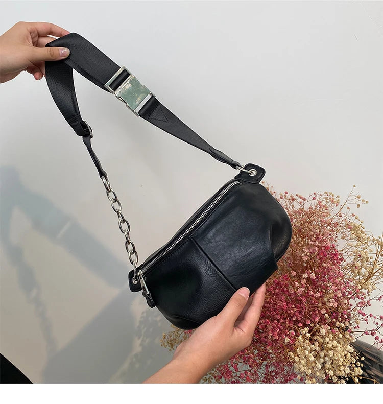 Bolso de pecho femenino, bolsos cruzados con cadena para mujer, nuevos bolsos de hombro, riñonera pequeña de cuero PU para mujer, cartera para teléfono