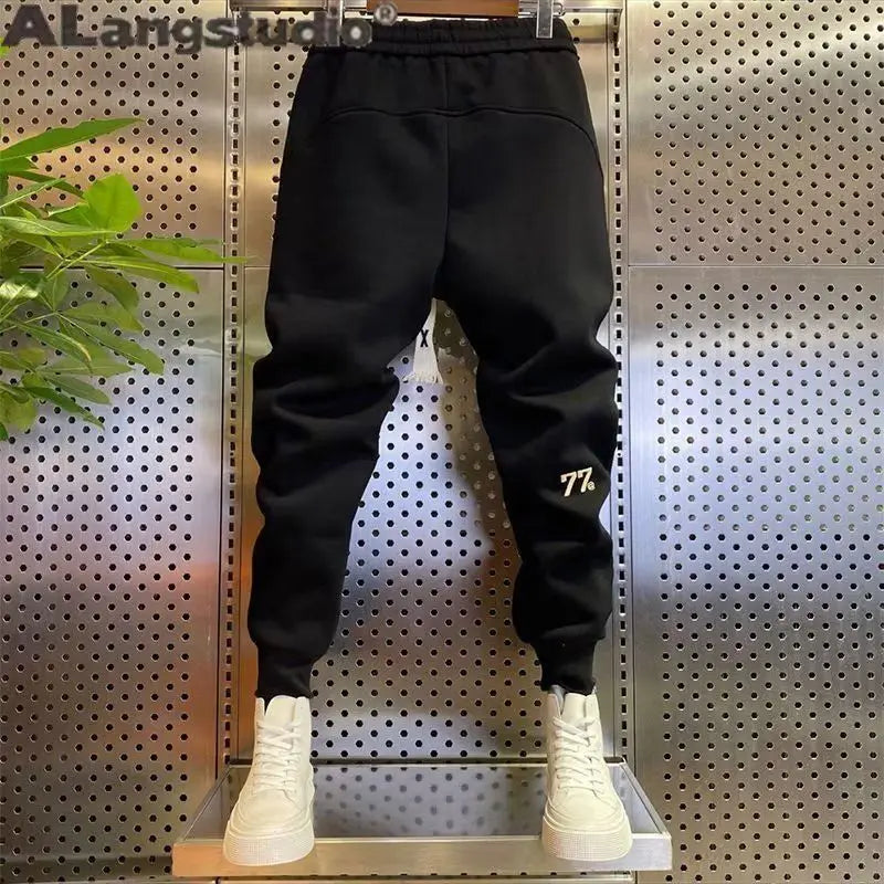 Pantalones bombachos de forro polar grueso para hombre, ropa deportiva informal, ropa de calle, otoño e invierno, novedad de 2024