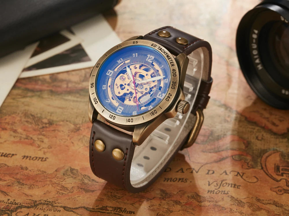 Relojes mecánicos automáticos para hombre, reloj de pulsera con esqueleto de Tourbillon, luminoso, de lujo