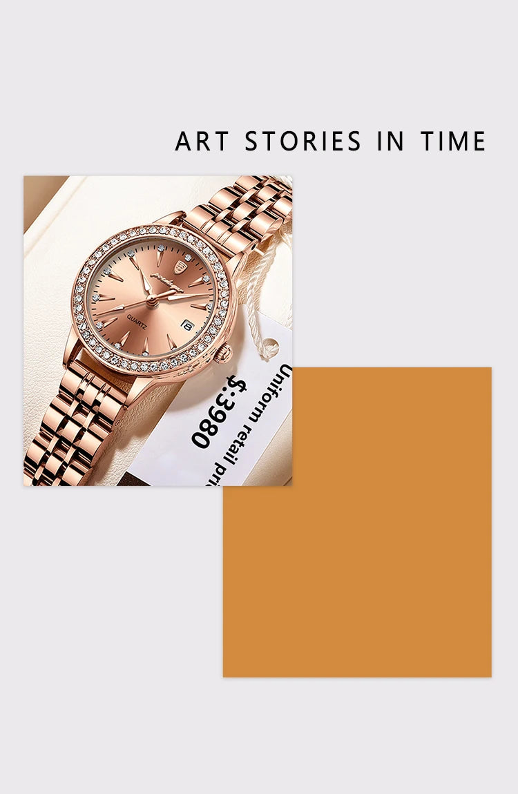 POEDAGAR, reloj informal de lujo para mujer, reloj resistente al agua con fecha para mujer, relojes de cuarzo elegantes con diamantes para mujer, reloj sencillo para mujer