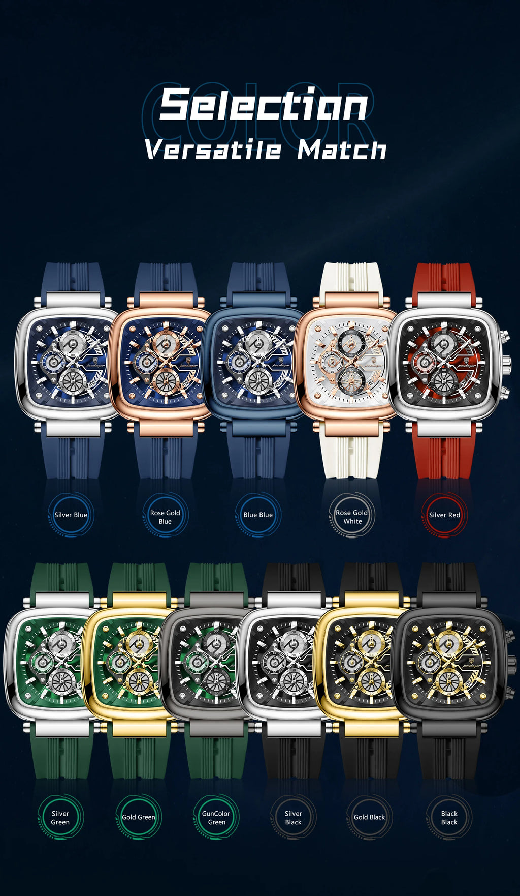 POEDAGAR Luxury Watch For Men Calendar Luminous Waterproof Man Clock Male Chronograph Silicone Sports Men's Quartz Watches Reloj