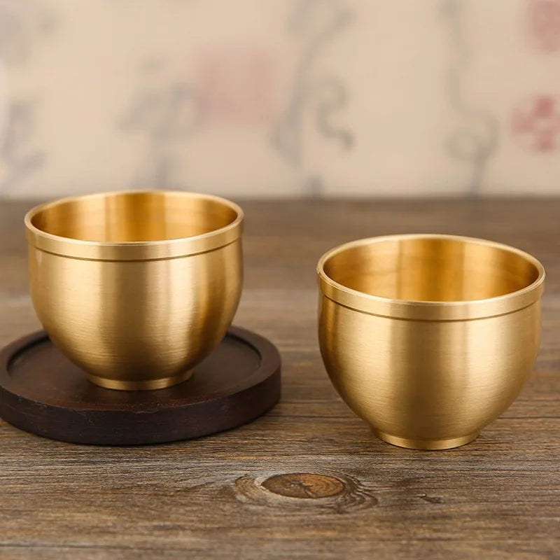 Tazas de agua de alto color, tazas de vino pequeñas de cobre puro, totalmente de latón, tazas de té tradicionales de alta gama para el hogar, tazas de agua, 1 ud.