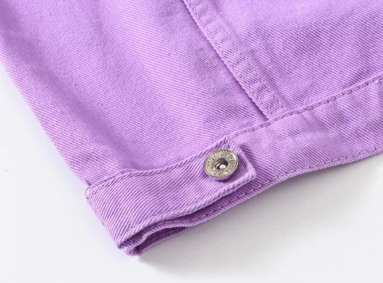 Nuevas Chaquetas Vaqueras Moradas de Moda para Hombre con Agujeros, Abrigos de Mezclilla Sólidos para Primavera y Otoño, Chaquetas Vaqueras Casuales de Algodón para Hombre, Tallas hasta 5XL