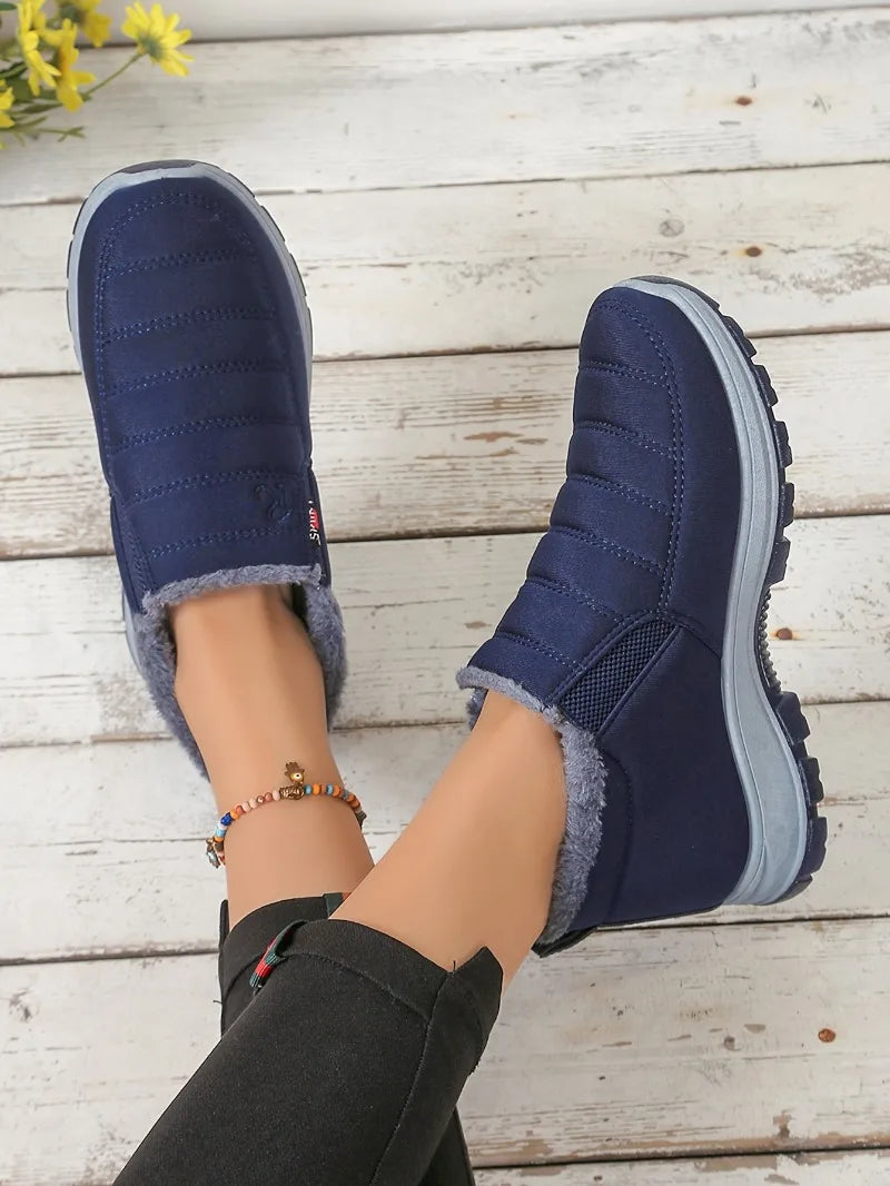 Botas de algodón de talla grande para mujer, botas de algodón cálidas y resistentes al frío, botas de nieve altas con forro polar grueso