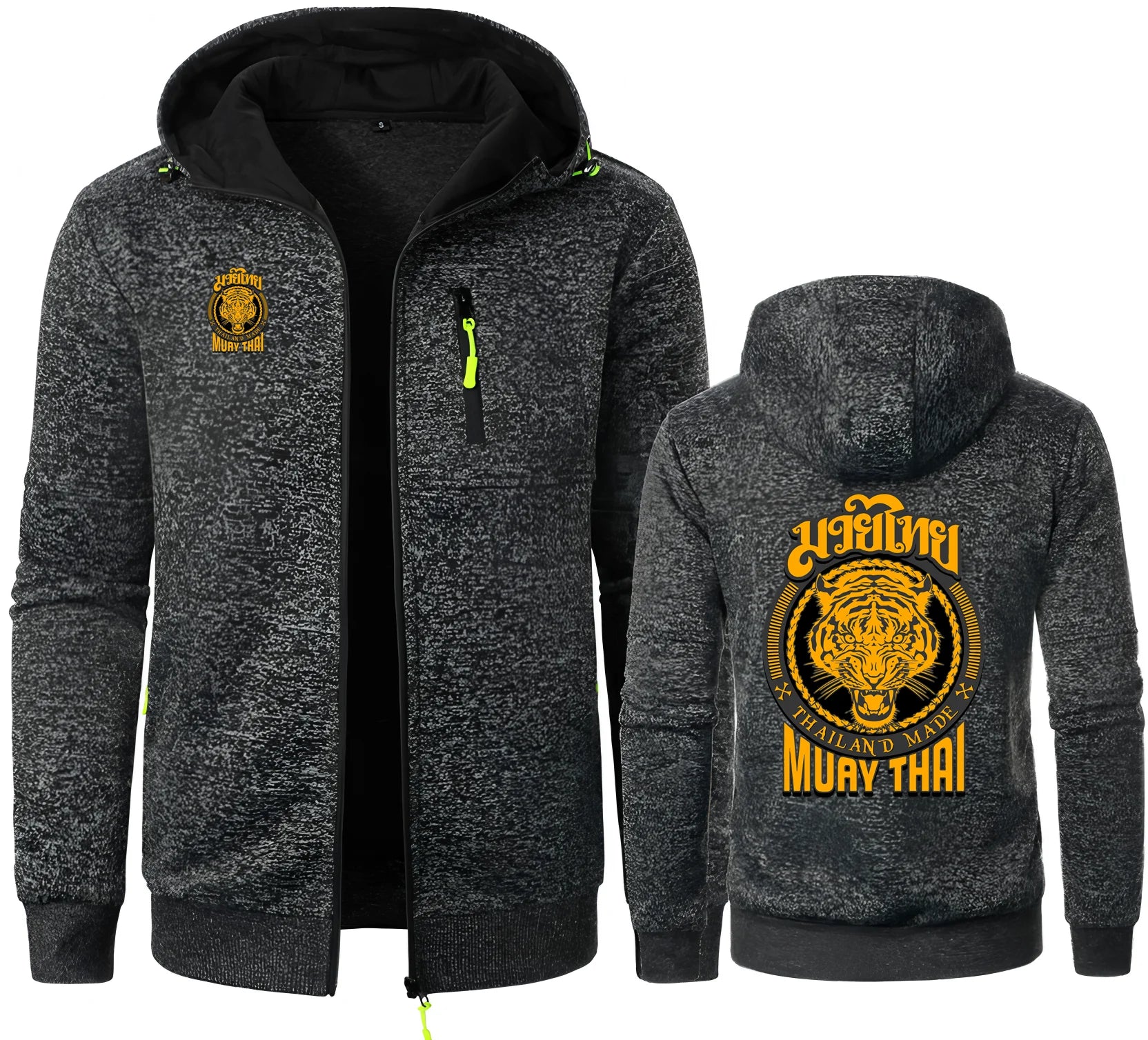 MMA Muay Thai Tiger hombres sudaderas con capucha Tailandia lucha definitiva marcial Zip Jacquard Sudadera con capucha polar Ufcs Sudadera con capucha