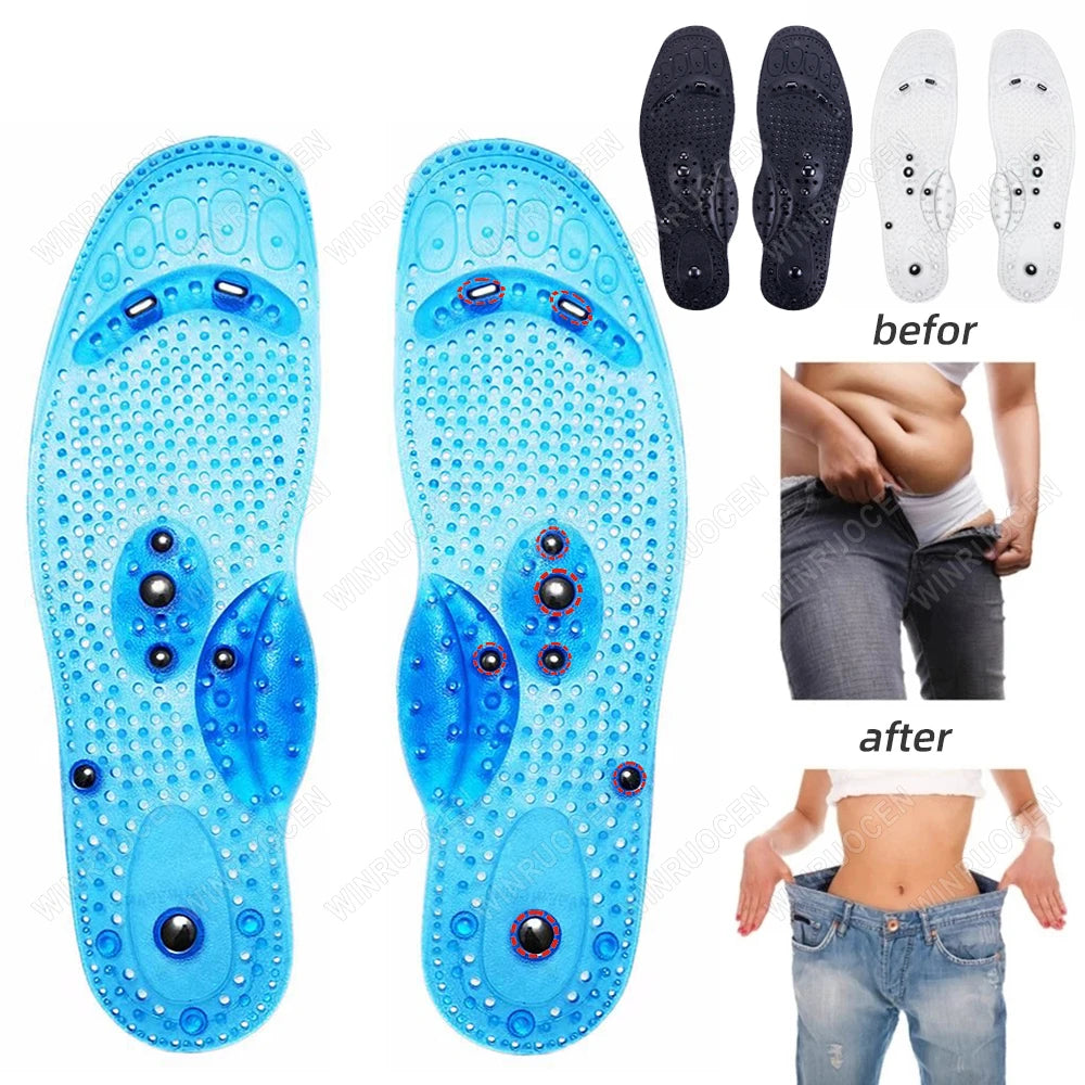 Plantillas de Acupresión para Terapia de Pies, Masaje Magnético de Silicona, Pérdida de Peso, Adelgazamiento, Alivio del Dolor, Duraderas, Transpirables, para Todos