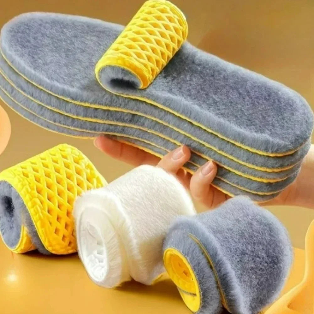 Nuevas plantillas cálidas de felpa para hombres y mujeres, gruesas con felpa, Ultra suaves, absorbentes del sudor, a prueba de olores, plantillas de invierno de algodón de cordero