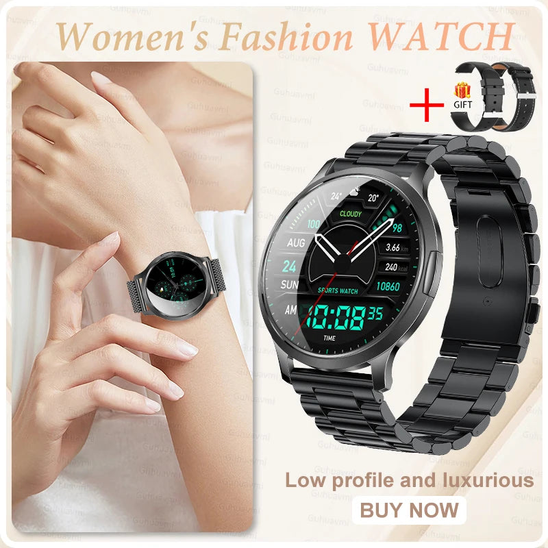 Nuevo reloj inteligente para mujer 1,32 "AMOLED pantalla completamente táctil Bluetooth llamada presión arterial IP68 impermeable NFC 7,3mm pulsera ultrafina