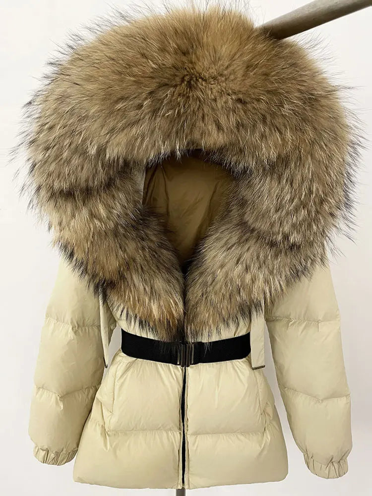 OFTBUY 2025 new women's winter clothing, white duck down coat, natural fox fur hooded jacket, fashionable warm padded jacket for women