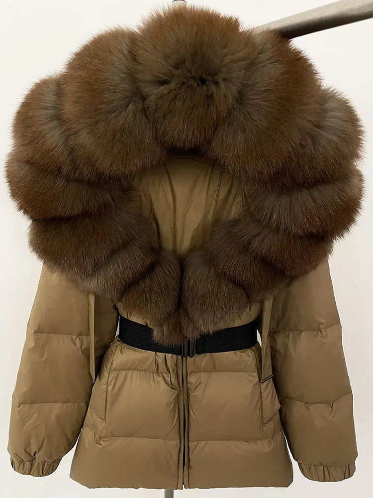 OFTBUY 2025 new women's winter clothing, white duck down coat, natural fox fur hooded jacket, fashionable warm padded jacket for women