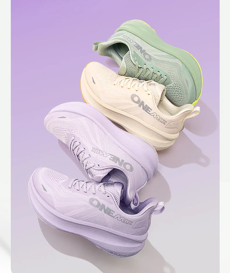 ONEMIX Zapatillas de deporte de malla transpirable y ligeras para mujer, zapatillas para correr con suela suave antideslizante y absorción de impactos, para fitness y uso versátil
