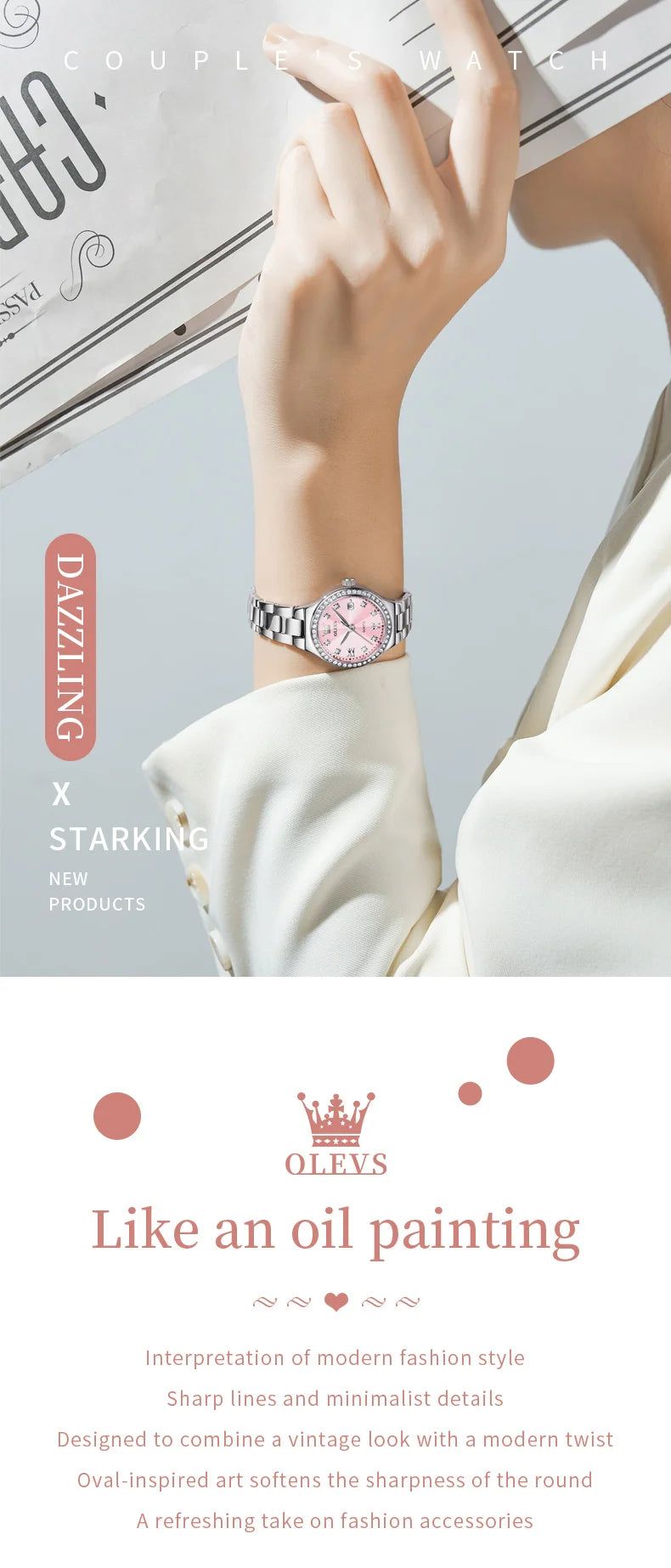 OLEVS Brand Original Quartz Watch Women Watch Fashion Waterproof Luminous Stainless Steel Diamond Date Women's Watch Reloj