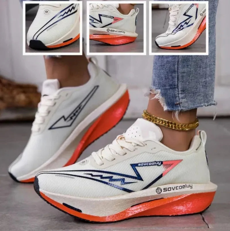 Zapatillas de running con amortiguación tecnológica y placa de carbono para mujer, zapatillas de running para maratón a juego para parejas, deportivas informales