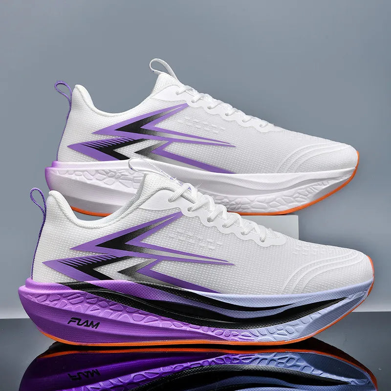 Zapatillas para correr especialidad maratón hombres deportes transpirables ligeros tablero de carbono mujeres cómodas zapatillas deportivas antideslizantes
