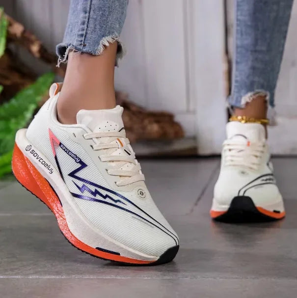 Zapatillas de running con amortiguación tecnológica y placa de carbono para mujer, zapatillas de running para maratón a juego para parejas, deportivas informales