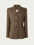 Chaqueta de traje de lana elegante coreano para mujer Otoño e Invierno Slim Fit marrón viajero abrigo de lana de gama alta Blazers ropa de mujer