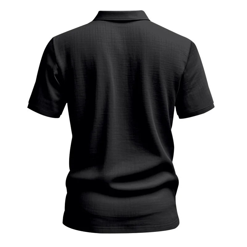 Camisa POLO de manga corta de lino y algodón de alta calidad para hombre, camisa informal holgada y cómoda, camisetas de verano con botones y cuello vuelto