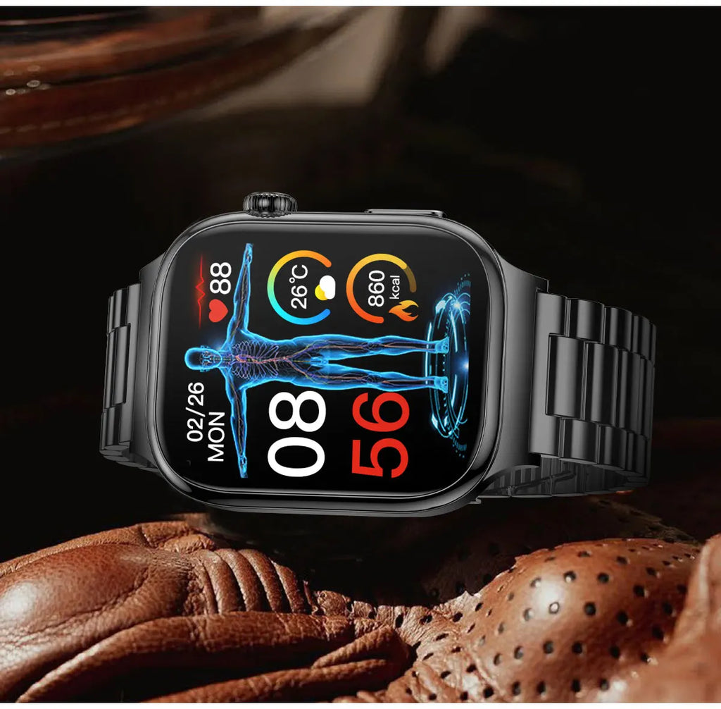 Nuevo Reloj Inteligente de Salud Nivel Hospitalario 2026 con Medición de Grasa Corporal, ECG, Oxígeno en Sangre, Presión Arterial, Pantalla AMOLED HD, Llamadas y Funciones Deportivas para Hombre