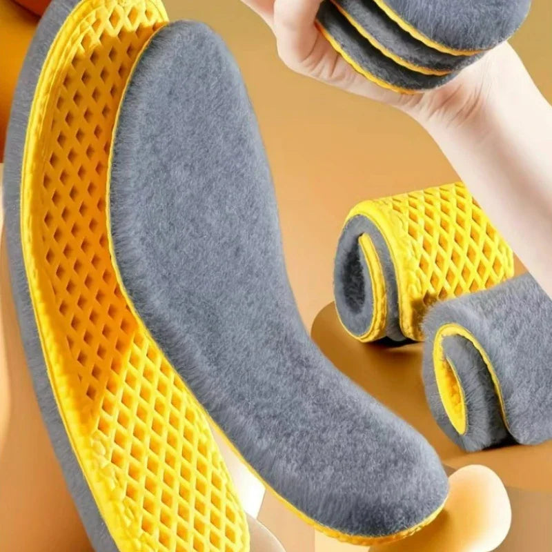 Nuevas plantillas cálidas de felpa para hombres y mujeres, gruesas con felpa, Ultra suaves, absorbentes del sudor, a prueba de olores, plantillas de invierno de algodón de cordero