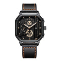 Reloj cuadrado de lujo con esfera grande para hombre, correa de cuero PU informal, relojes deportivos para hombre