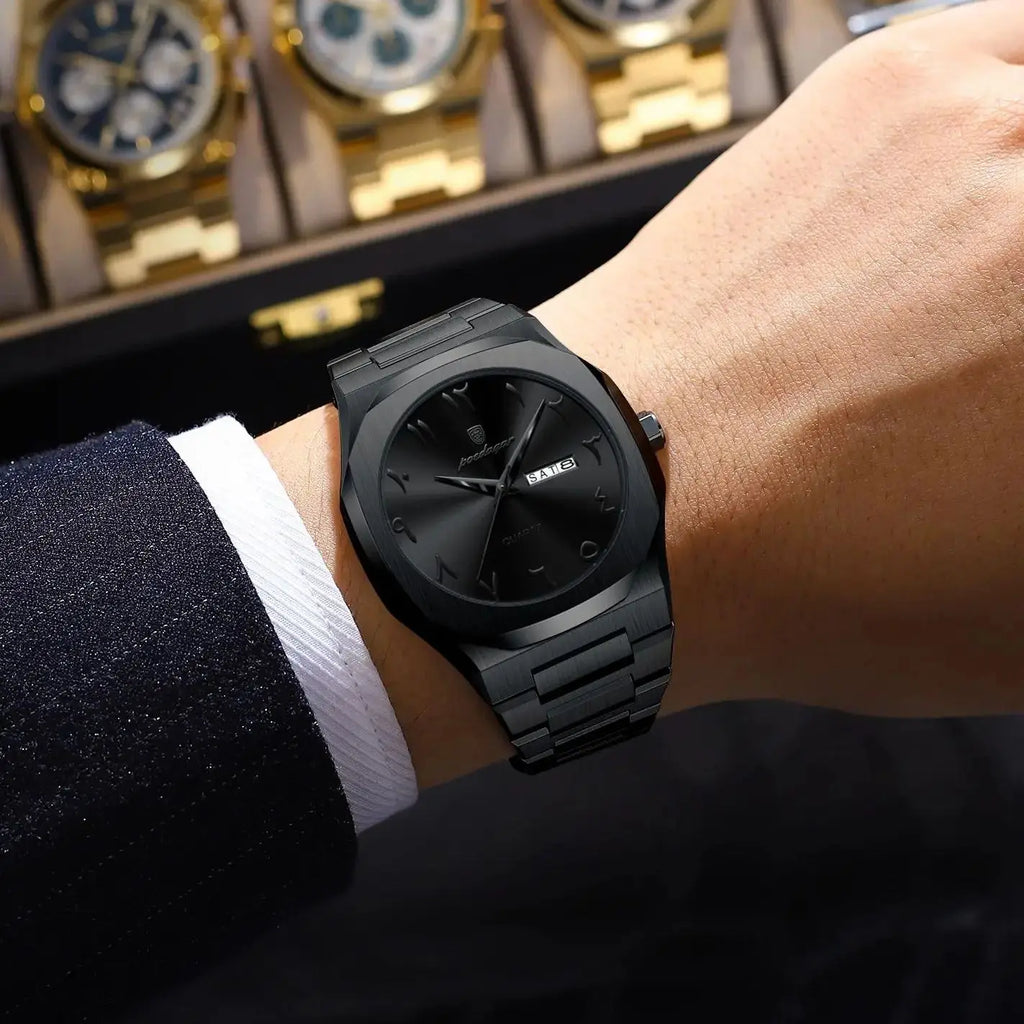 Reloj militar POEDAGAR para hombre, resistente al agua, calendario semanal de lujo, reloj de pulsera para hombre, relojes de cuarzo de acero inoxidable a la moda para hombre