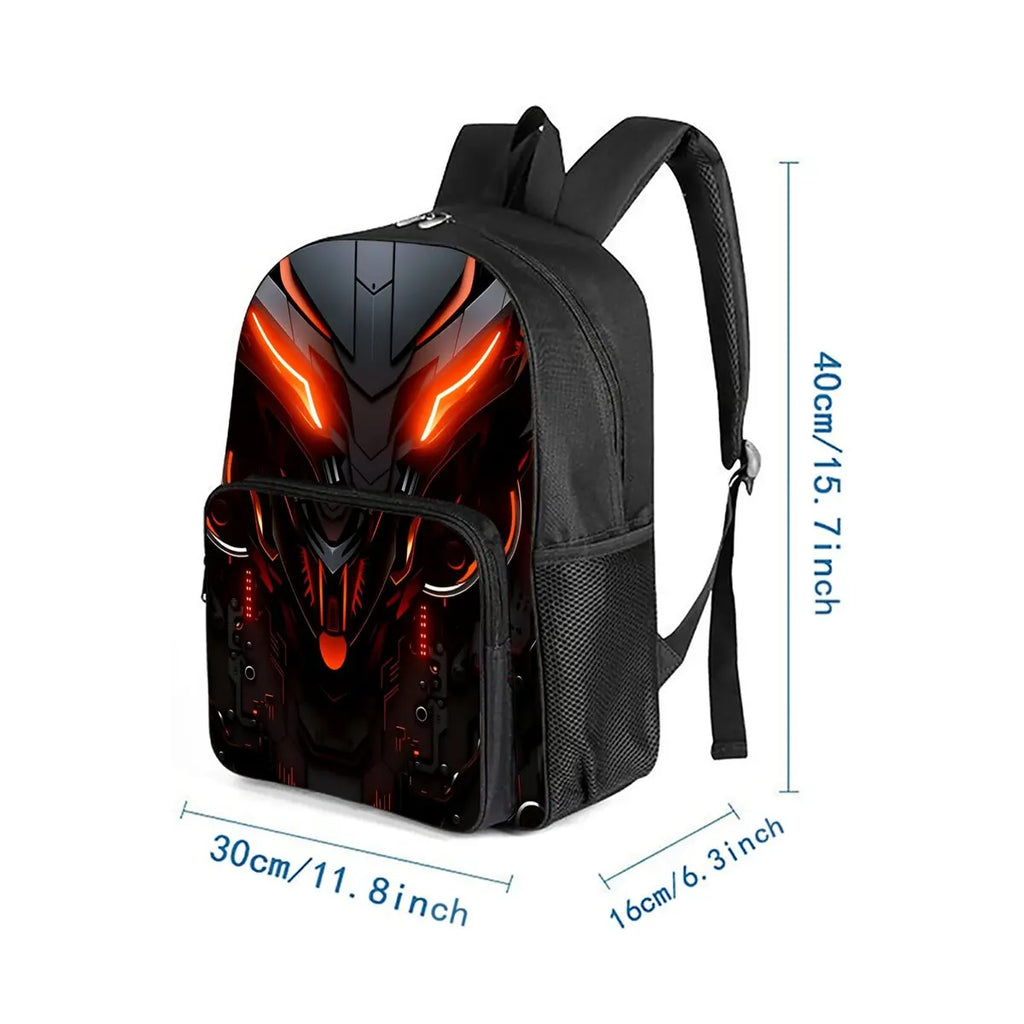 Mochila con bolsillo frontal cuadrado con estampado de robots mecánicos para niños y niñas, los mejores regalos, mochila escolar de dibujos animados plana 2D para niños