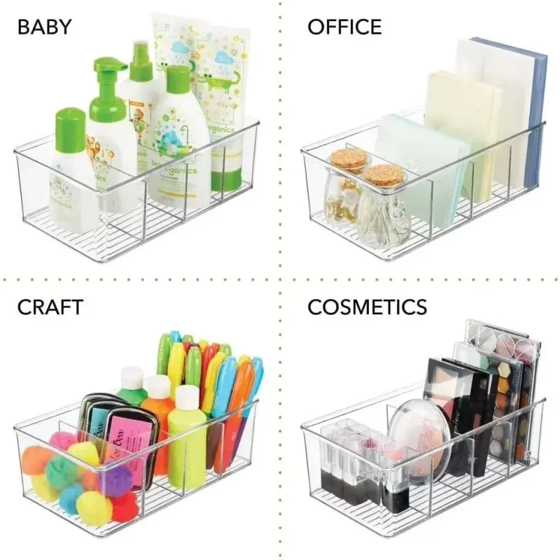 Clear Fridge Organizer Bin with Divider