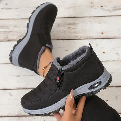 Women's Plus Size Cotton Boots, Warm Cold-Resistant Cotton Boots, Thick Fleece Lined High Snow Boots