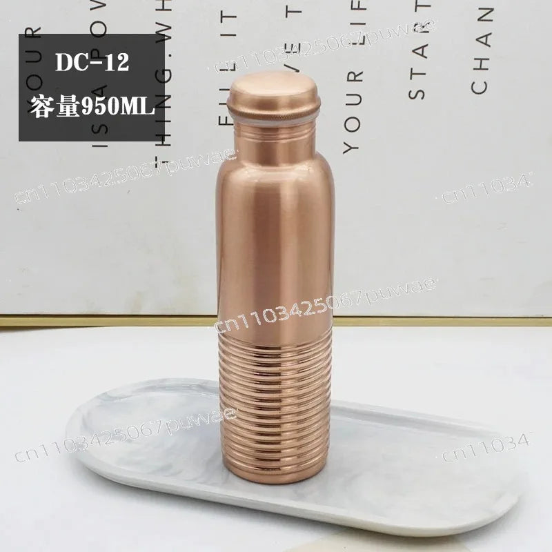 Botella de Agua de Cobre Hecha a Mano, Taza de Cobre Rojo, Recipiente para Beber Diario, para Yoga, Viajes y Actividades al Aire Libre, 100% Cobre Rojo Puro